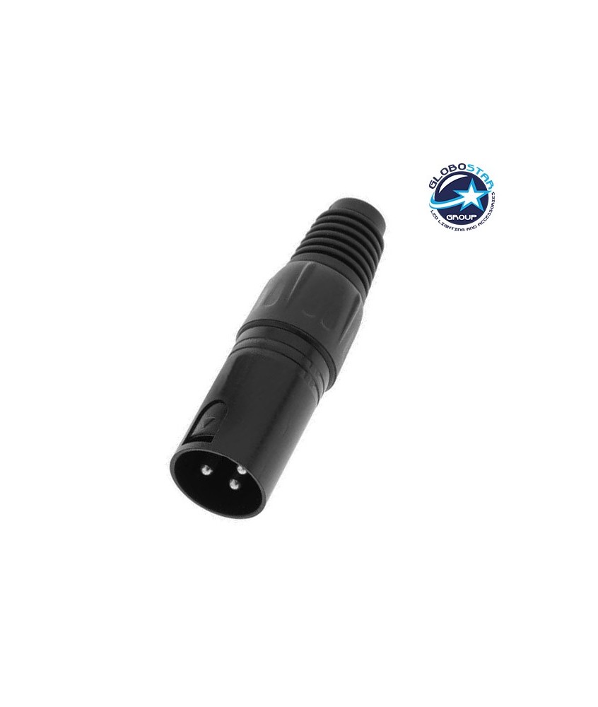 Αρσενικό Βύσμα XLR Male 3 PIN CANNON DMX High Quality Μαύρο GloboStar 51188